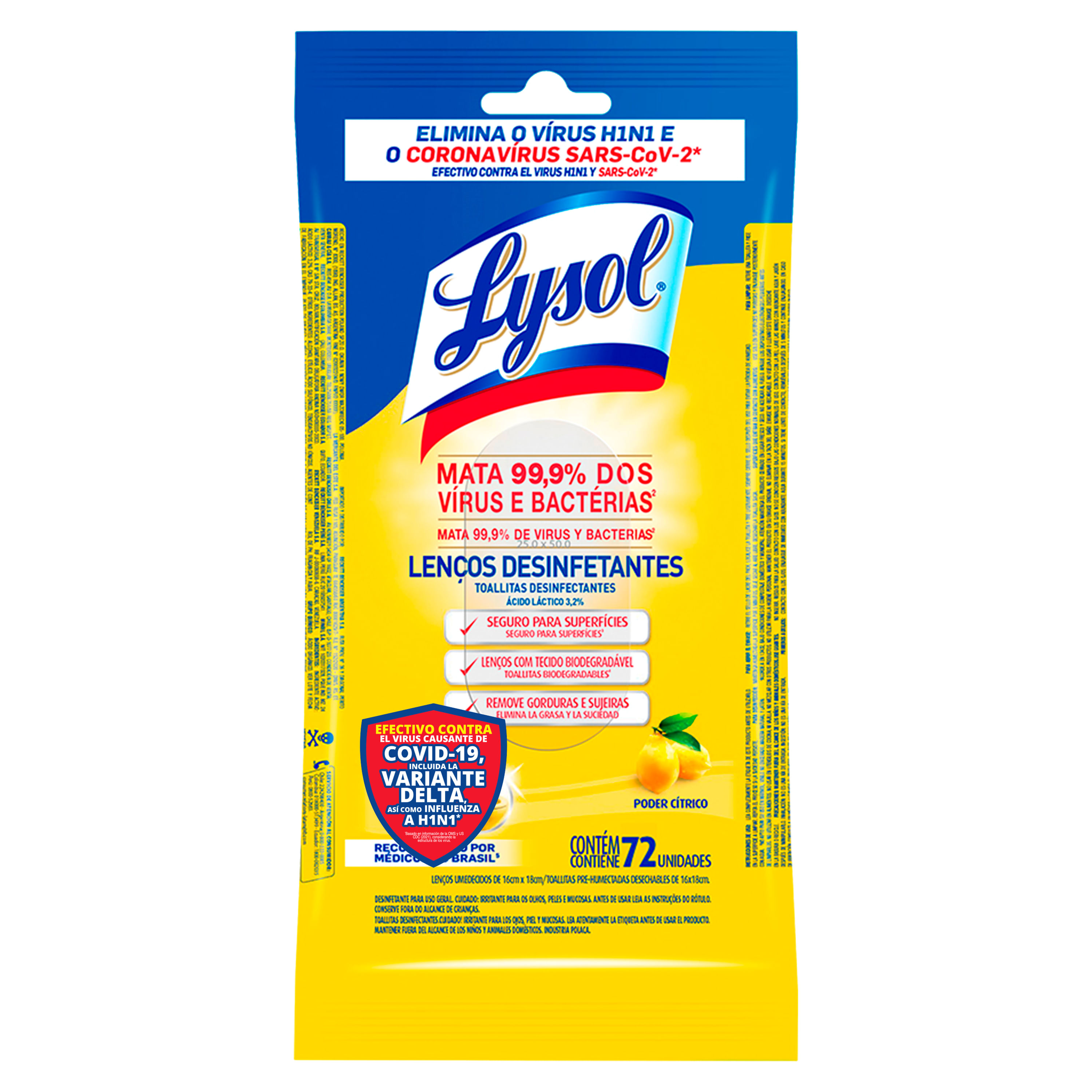 Lysol Toallitas Desinfectantes para Superficies Aroma Citrus 36 Toallitas  (Tapa puede variar)