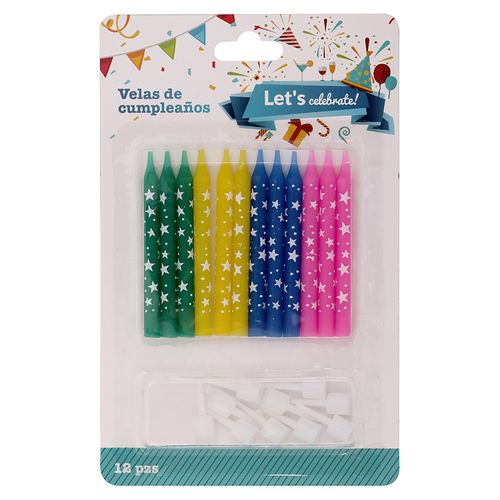 12 Pack De Velitas Colores Surtidos