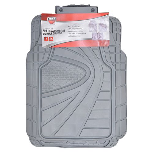 Set De Alfombra Auto Drive De Hule Color Gris