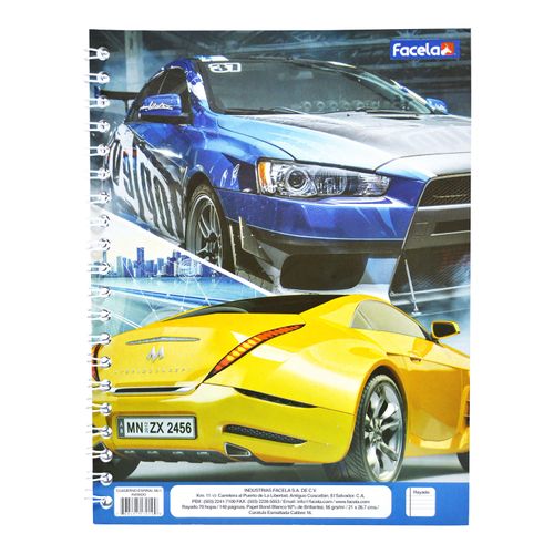 Cuaderno Facela espiral rayado diseño automóvil