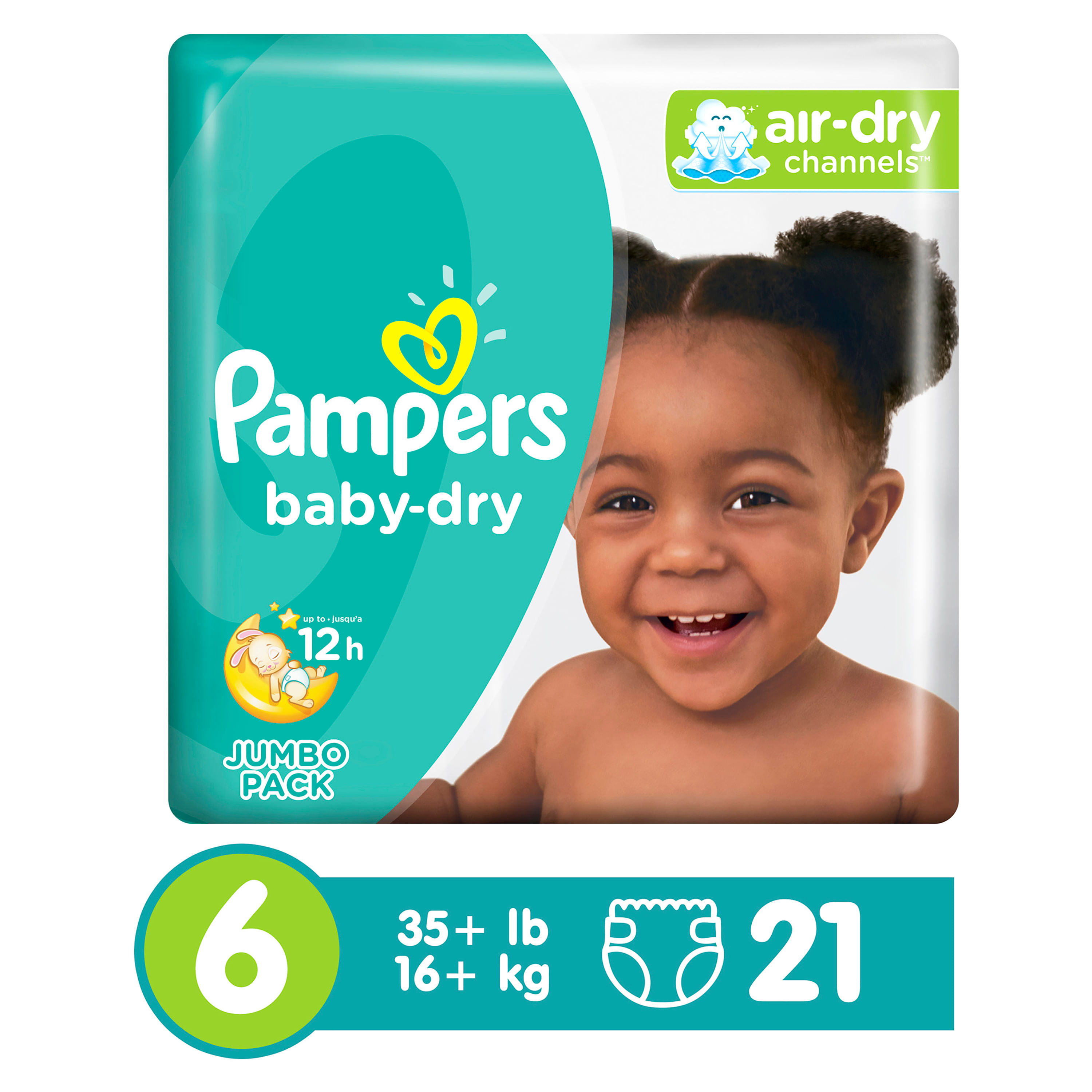 PAMPERS - Pañales desechables Baby Dry talla 3 por 210 unidades; suministro  para un mes que incluye 6 paquetes con tapa de toallitas para bebé por 336