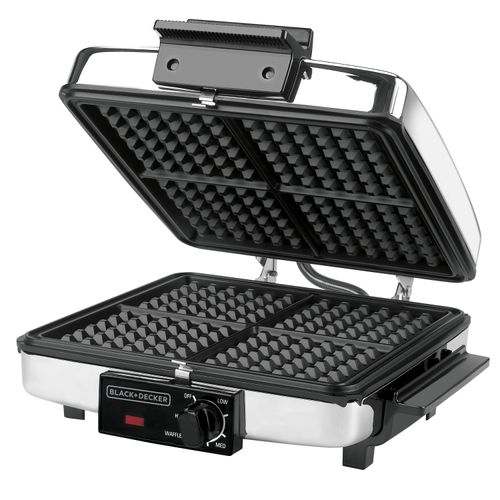 Waflera/Parrilla/ Plancha Black+Decker 3 en 1, Negro y Plata G49TD