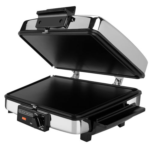 Waflera/Parrilla/ Plancha Black+Decker 3 en 1, Negro y Plata G49TD