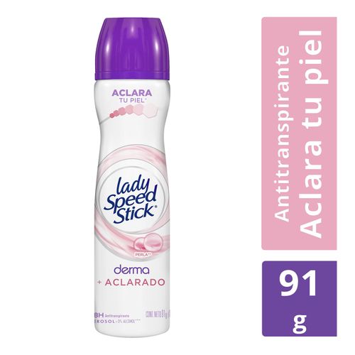 Desodorante Antitranspirante Lady Speed Stick Derma + Aclarado Perla Aerosol 91 g