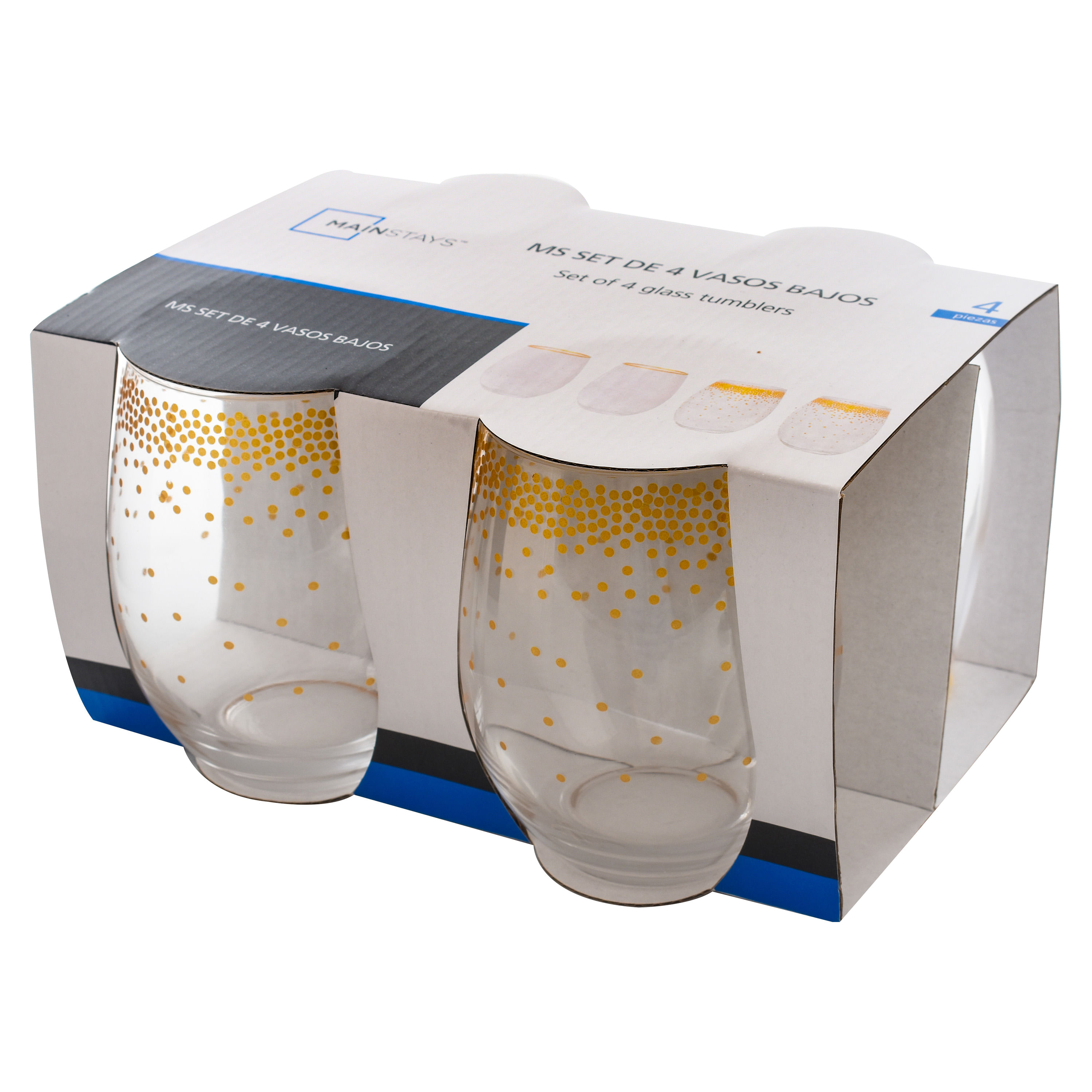 Comprar Set De Vasos Mainstays Vidrio Acanalados 4 unidades