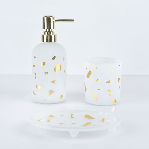 Mainstays Set De Baño 3 Piezas Dispensador Vaso Y Plato