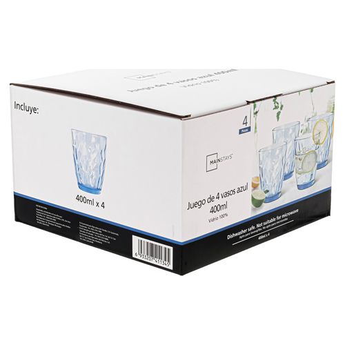 Set De 4 Vasos Mainstays 405Ml, Vidrio, Modelo Tb-002