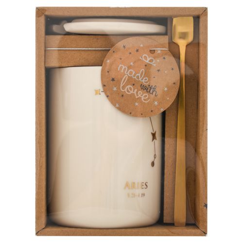 Taza Con Cuchara Y Tapa Negra Mainstays