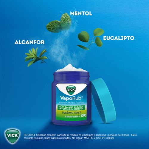 Ungüento Vick VapoRub para calmar algunos síntomas del resfriado 100 g