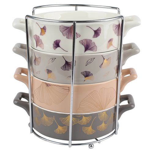 Set Home Trends De 4 Tazones 5 En Dos Tonos Con Estampado En Dorado Rosa