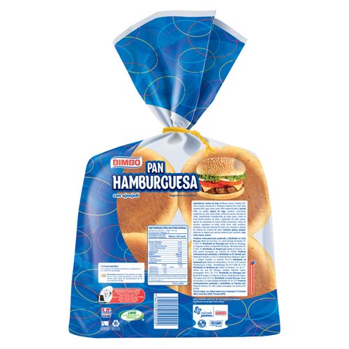 Pan Bimbo Boller Hamburguesa Bimbollo 8 Unidades - 450gr