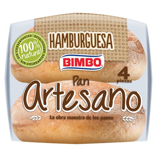 Pan Bimbo Artesano Hamburguesa Big 4 Unidades - 350gr