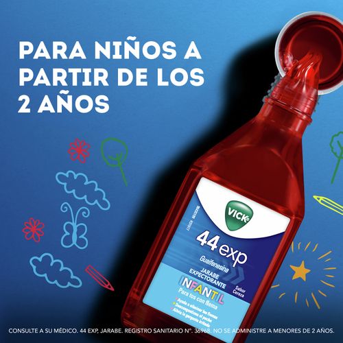Jarabe expectorante Vick 44 Exp infantil para tos y flemas Sabor Cereza -120 ml
