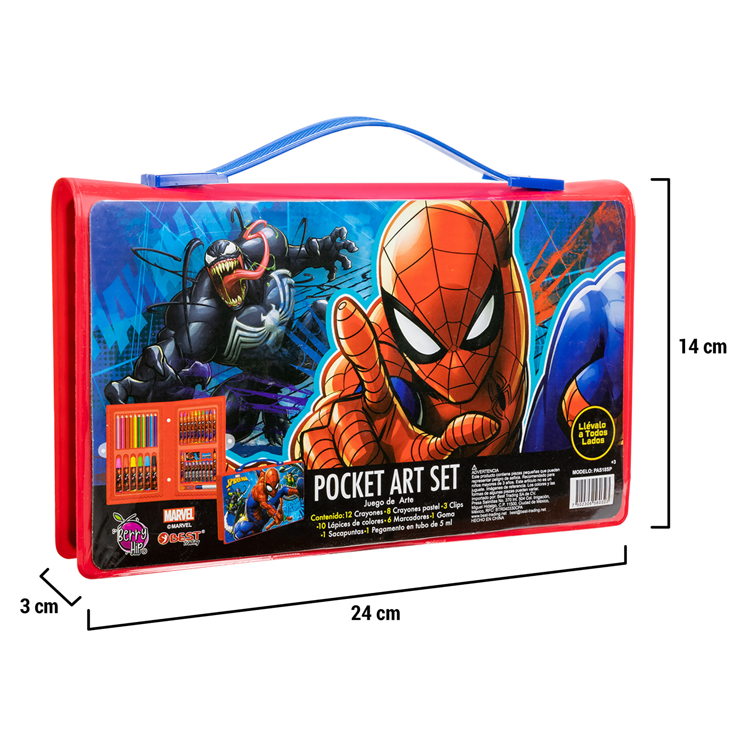 Set De Arte Berry Hip Pocket Lapiz Y Crayon Spiderman