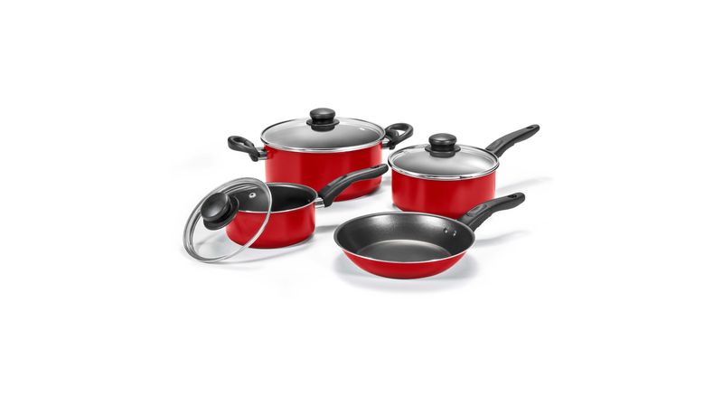 Bateria De Cocina Mainstays Color Roja-7 Piezas