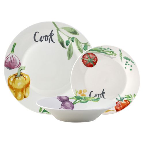 Vajilla Mainstays Piezas Individuales  De Porcelana  Con Diseño De Legumbres