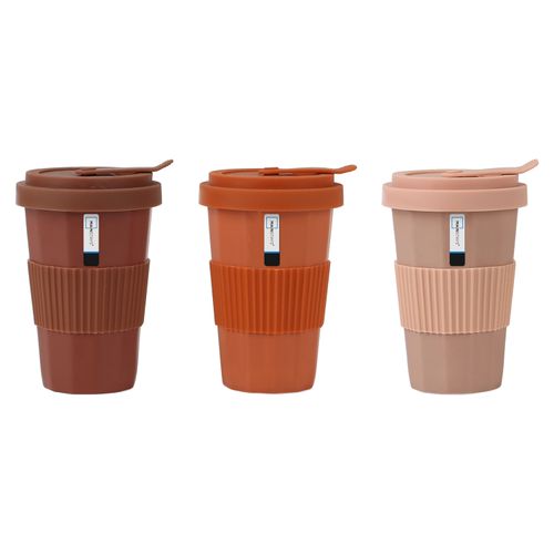 Vaso Mainstays De Porcelana 360 Ml Con Tapa Y Soporte De Silicon