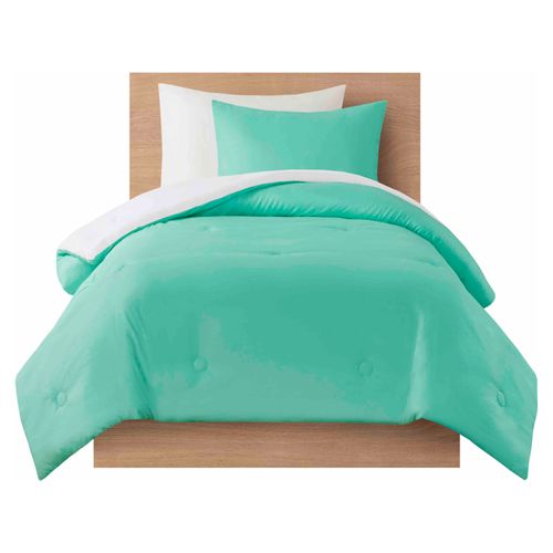 Edredon Mainstays 2Piezas Twin Aqua Blanco