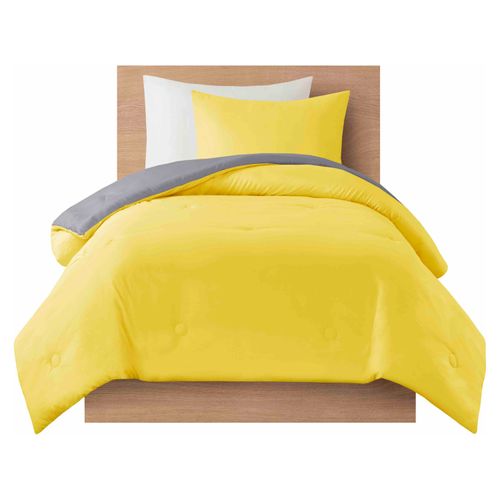 Edredon Mainstays 2 piezas Twin Amarillo Gris