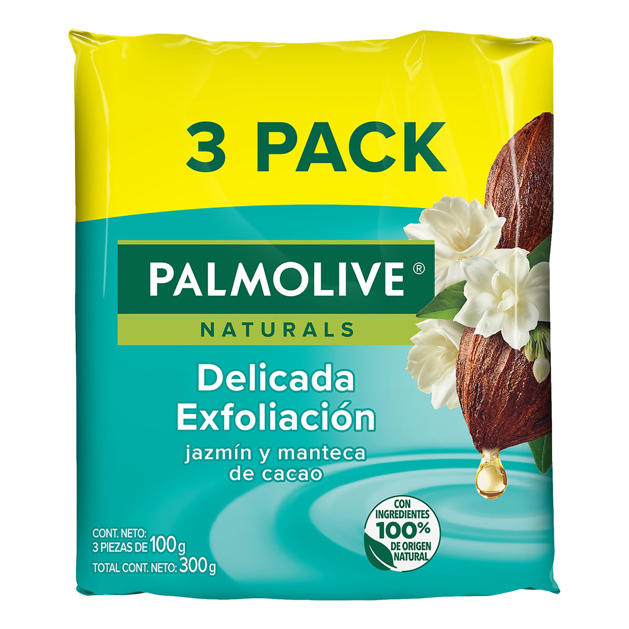 Jabón Palmolive Naturals Delicada Exfoliación Jazmín Y Cacao 100 G 3 Pack 4686