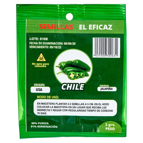 El Eficaz Semilla De Chile Jalapeno 2Grs