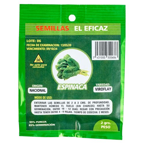 Semilla Eficaz de Espinaca 2gr