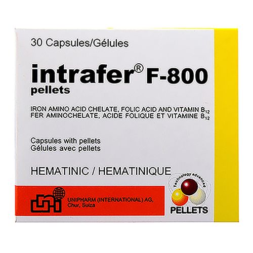 Intrafer F 800 Vitamina Contiene Hierro Y Acido Folico- 30 Capsulas  -Precio indicado por Unidad-