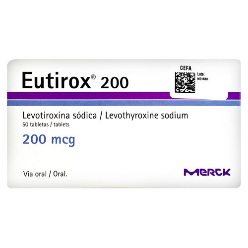 Eutirox 200mg 50 Tabletas - Caja  -Precio indicado por Unidad-