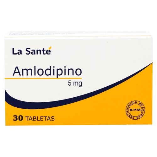 Pastillas Amlodipino  De Laboratorio La Sante 5mg- 30 Unidades  -Precio indicado por Unidad-