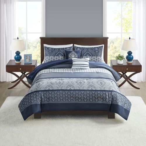 Edredón Better Homes & Gardens Jacquard King Azul -5 Piezas