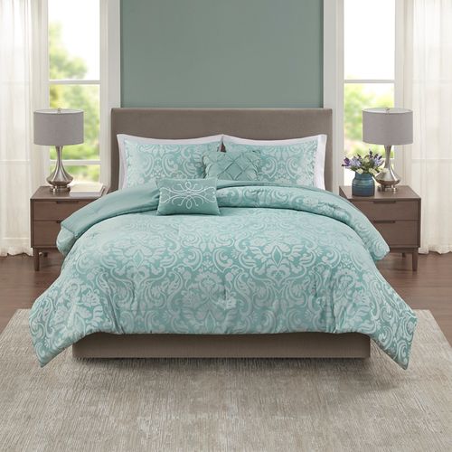 Edredón Better Homes & Gardens Jacquard Queen Verde -5 Piezas