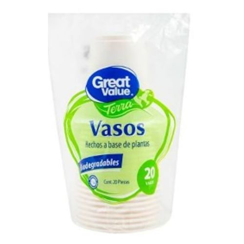 Vaso Bio Great Value 8Oz - 20 Unidades