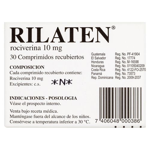 Comprimidos Recubiertos Rilaten 10mg- 30 Tabletas