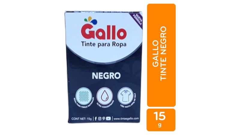 Comprar Tinte En Polvo Gallo Para Ropa Color Negro 15gr