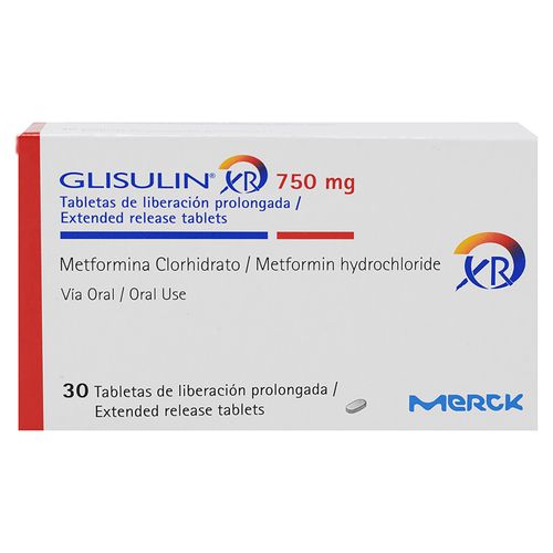 Tabletas Glisulin XR De Liberacion Prolongada 750mg- 30 Tableta  -Precio indicado por Unidad-