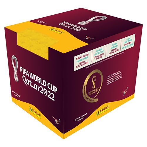 Cubo de postales con 104 sobres Panini Mundial de fútbol FIFA Qatar 2022 – Unidad