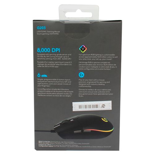 Mouse Logitech Lightsync Gamer Usb G203