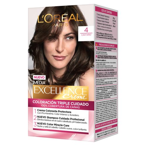 Tinte para el cabello Permanente L'Oréal Paris Excellence Creme Tono 4 castaño