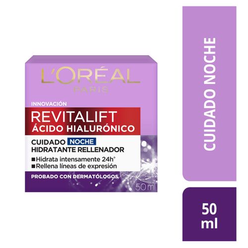 Crema Noche Hidratante L'Oréal París Revitalift Acido Hialurónico - 50ml