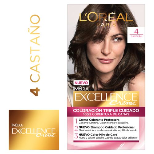 Tinte para el cabello Permanente L'Oréal Paris Excellence Creme Tono 4 castaño