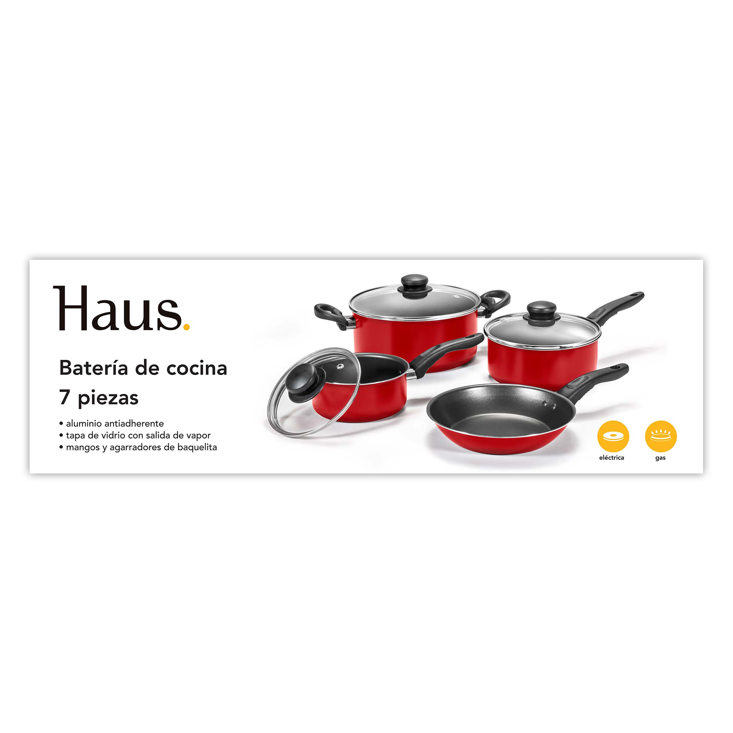 Comprar Bateria De Cocina Haus Color Roja-7 Piezas