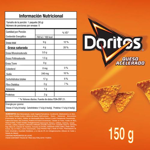 Snack Doritos Queso Acelerado - 150gr