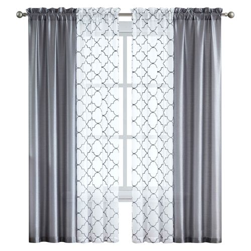 Set De 4 Cortinas Mainstays Para Sala Gris