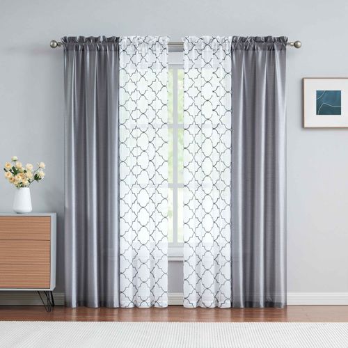 Set De 4 Cortinas Mainstays Para Sala Gris