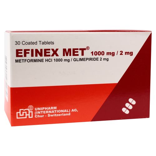 S Efinex Unipharm 30 Tabletas Met - 1000mg2mg  -Precio indicado por Unidad-