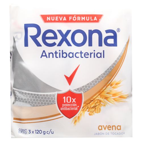 3 Pack Jabón En Barra Rexona Antibacterial Avena - 240gr