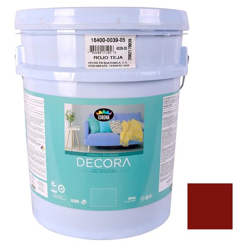 Pintura Latex Decora Para Interiores Formula Mejorada Color Teja En Cubeta - 5 Galones