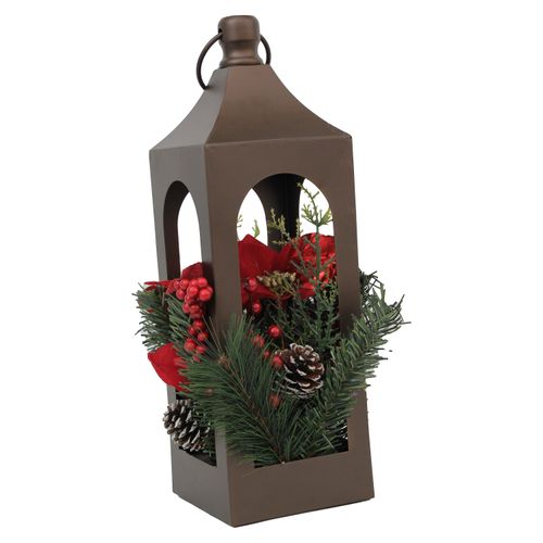 Arreglo Holiday Time pastora Roja  con farol 49*26*26cm Modelo 88B5201B
