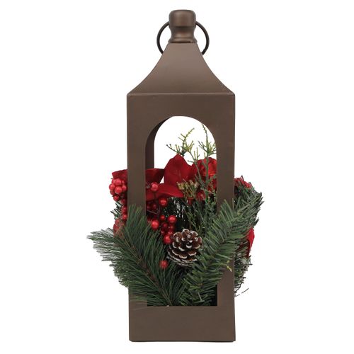 Arreglo Holiday Time pastora Roja  con farol 49*26*26cm Modelo 88B5201B