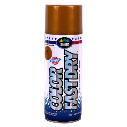 Pintura Anticorrosiva acrílica Corona Fast Dry, color Dorado para Interior y Exterior -13.5 onzas